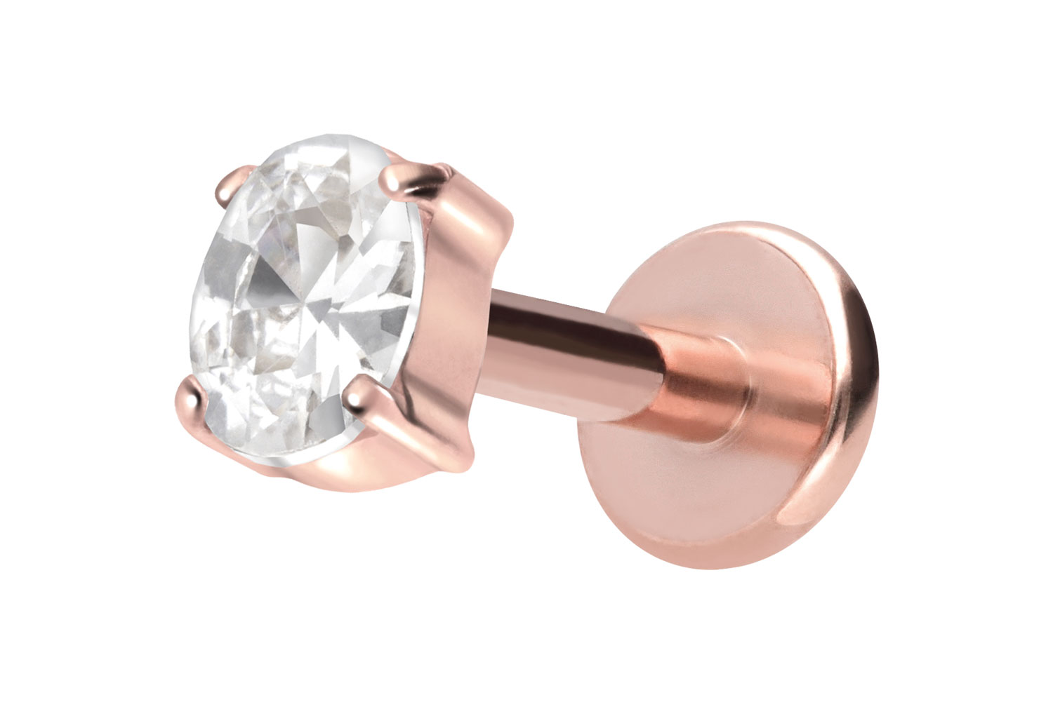 Titan Labret Piercing mit Innengewinde EINGEFASSTES KRISTALLOVAL